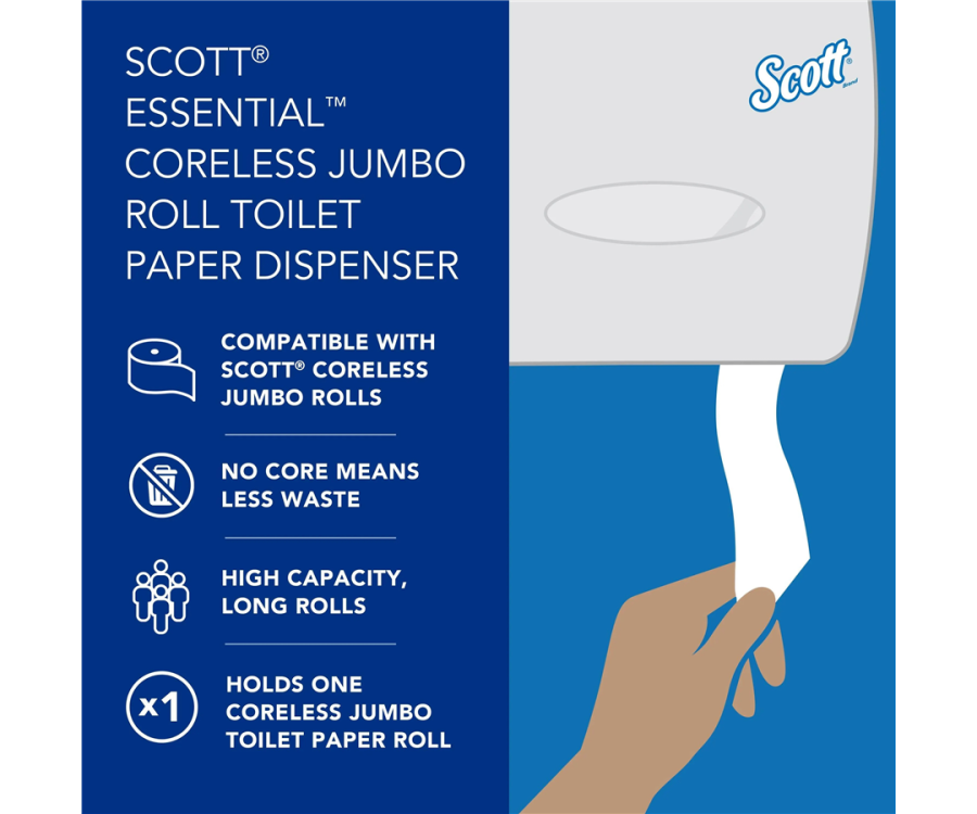 Scott® Black Essential™ Coreless Jumbo Tissue Dispenser (14.13 in. x 9.75 in. x 5.92 in., 1 Dispenser/CS)